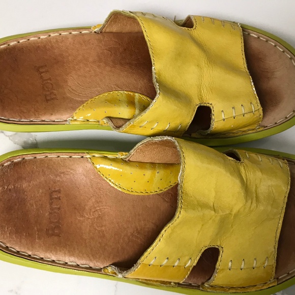 Born Slip on Yellow Leather Sandal EU 36 Women Shoes - Picture 5 of 9